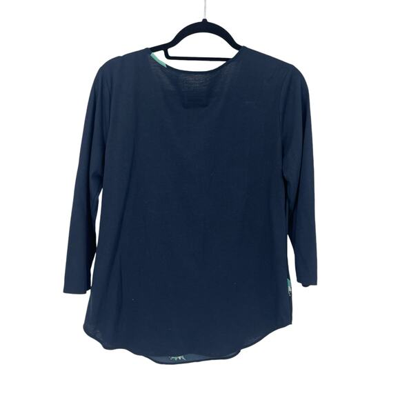 Van Heusen Women’s Blue Floral V-Neck 3/4 Sleeve Mixed Media Blouse Size Small S - Picture 6 of 8